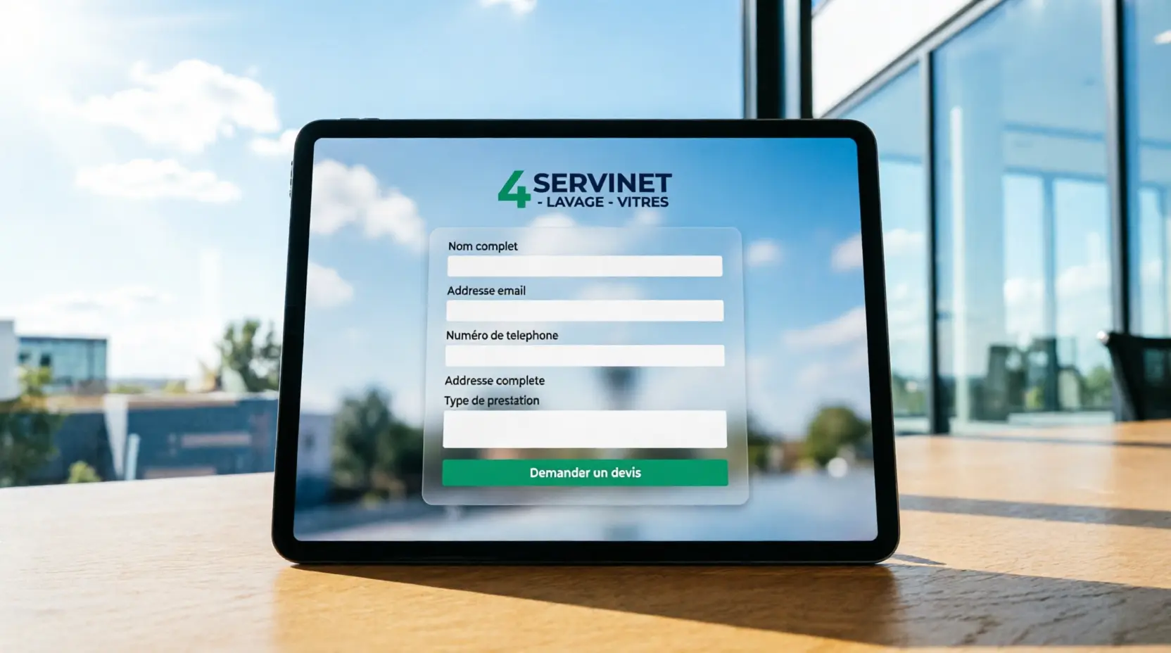 Formulaire de devis professionnel 4SERVINET - Nettoyage de vitres à Lyon
