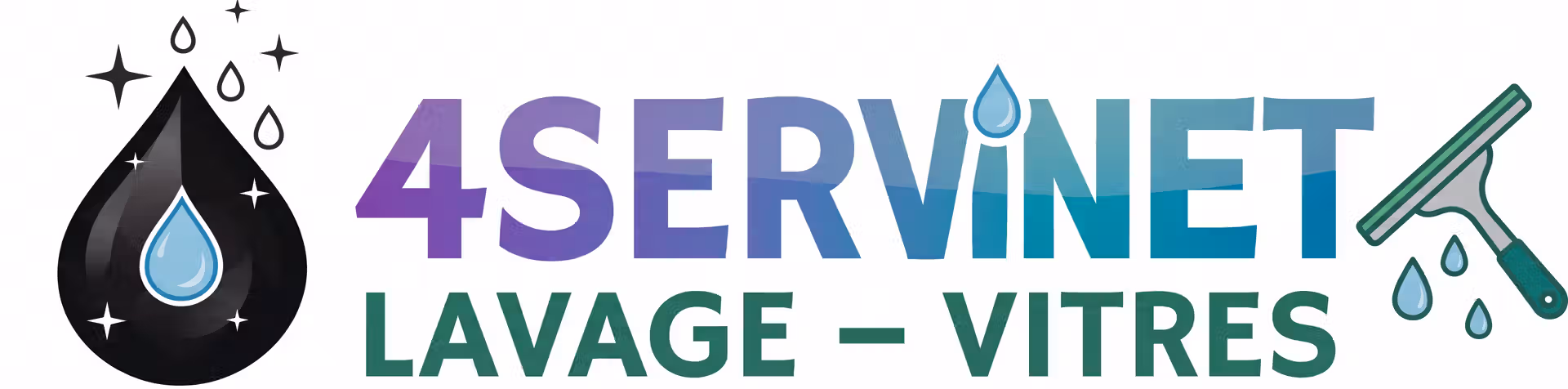 Logo incurvé 4SERVINET – LAVAGE – VITRES, entreprise de nettoyage de vitres à Lyon